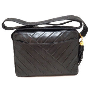 Chanel shoulder chain bag leather Shoulder Fringed Bag Black